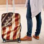 Retro Wrinkled American Flag Patriotic Luggage Cover GearFrost