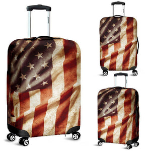 Retro Wrinkled American Flag Patriotic Luggage Cover GearFrost