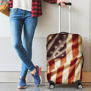 Retro Wrinkled American Flag Patriotic Luggage Cover GearFrost