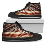 Retro Wrinkled American Flag Patriotic Men's High Top Shoes GearFrost