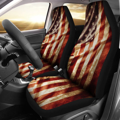 Retro Wrinkled American Flag Patriotic Universal Fit Car Seat Covers GearFrost