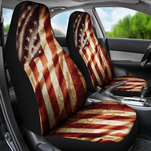 Retro Wrinkled American Flag Patriotic Universal Fit Car Seat Covers GearFrost