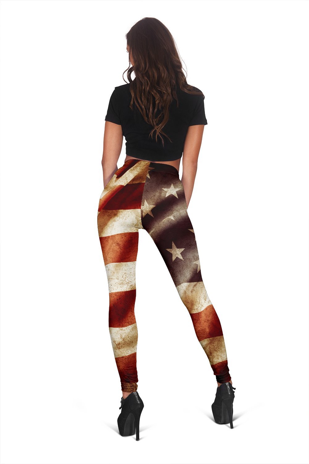 Retro Wrinkled American Flag Patriotic Women's Leggings GearFrost
