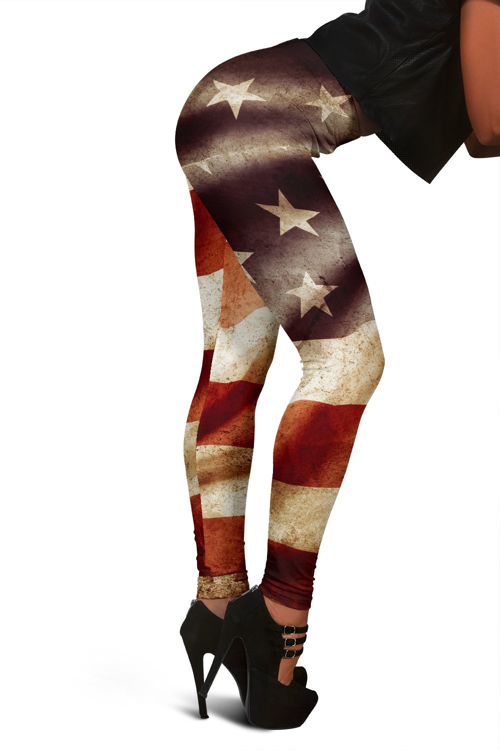 Retro Wrinkled American Flag Patriotic Women's Leggings GearFrost