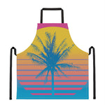 Retrowave Sunset Palm Tree Print Apron