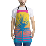 Retrowave Sunset Palm Tree Print Apron