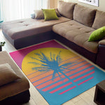 Retrowave Sunset Palm Tree Print Area Rug