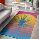 Retrowave Sunset Palm Tree Print Area Rug