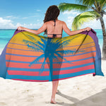 Retrowave Sunset Palm Tree Print Beach Sarong Wrap