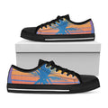 Retrowave Sunset Palm Tree Print Black Low Top Sneakers