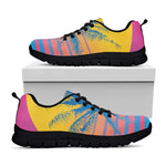 Retrowave Sunset Palm Tree Print Black Sneakers