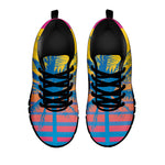 Retrowave Sunset Palm Tree Print Black Sneakers