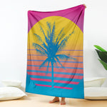 Retrowave Sunset Palm Tree Print Blanket