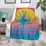 Retrowave Sunset Palm Tree Print Blanket