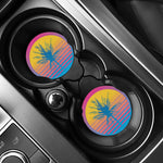Retrowave Sunset Palm Tree Print Car Coasters