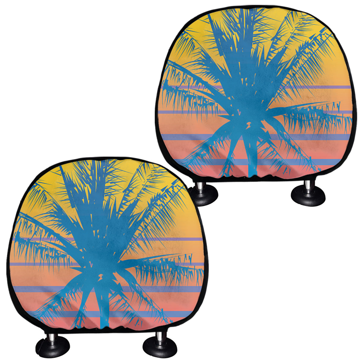 Retrowave Sunset Palm Tree Print Car Headrest Covers