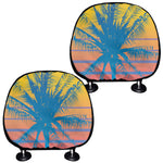 Retrowave Sunset Palm Tree Print Car Headrest Covers