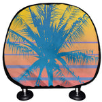 Retrowave Sunset Palm Tree Print Car Headrest Covers