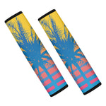 Retrowave Sunset Palm Tree Print Car Seat Belt Covers