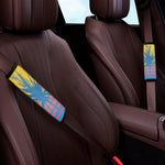 Retrowave Sunset Palm Tree Print Car Seat Belt Covers