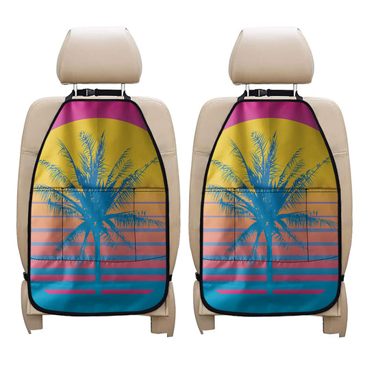 Retrowave Sunset Palm Tree Print Car Seat Organizers