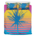 Retrowave Sunset Palm Tree Print Duvet Cover Bedding Set