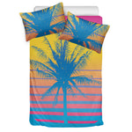 Retrowave Sunset Palm Tree Print Duvet Cover Bedding Set