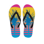 Retrowave Sunset Palm Tree Print Flip Flops