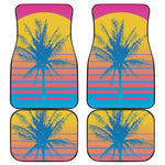 Retrowave Sunset Palm Tree Print Front and Back Car Floor Mats