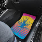 Retrowave Sunset Palm Tree Print Front and Back Car Floor Mats