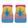 Retrowave Sunset Palm Tree Print Front Car Floor Mats