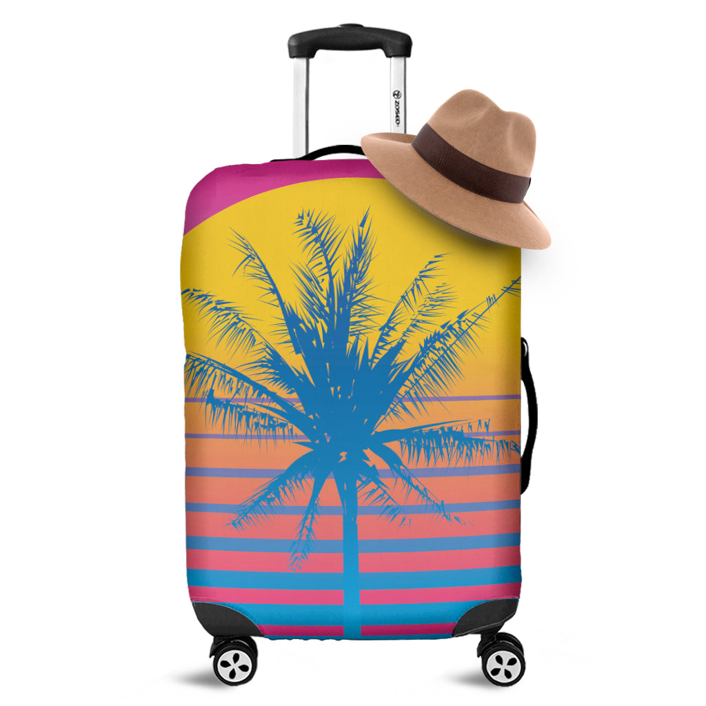 Retrowave Sunset Palm Tree Print Luggage Cover