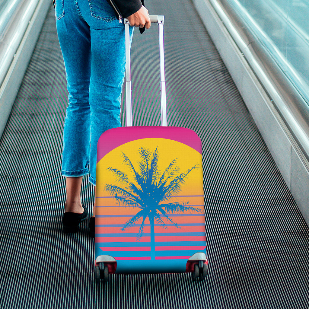 Retrowave Sunset Palm Tree Print Luggage Cover