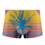 Retrowave Sunset Palm Tree Print Men's Boxer Briefs