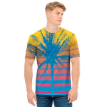 Retrowave Sunset Palm Tree Print Men's T-Shirt