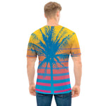Retrowave Sunset Palm Tree Print Men's T-Shirt