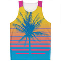 Retrowave Sunset Palm Tree Print Men's Tank Top