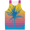 Retrowave Sunset Palm Tree Print Men's Tank Top