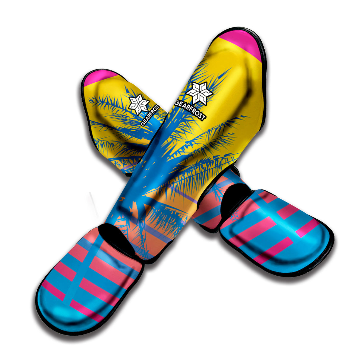 Retrowave Sunset Palm Tree Print Muay Thai Shin Guard