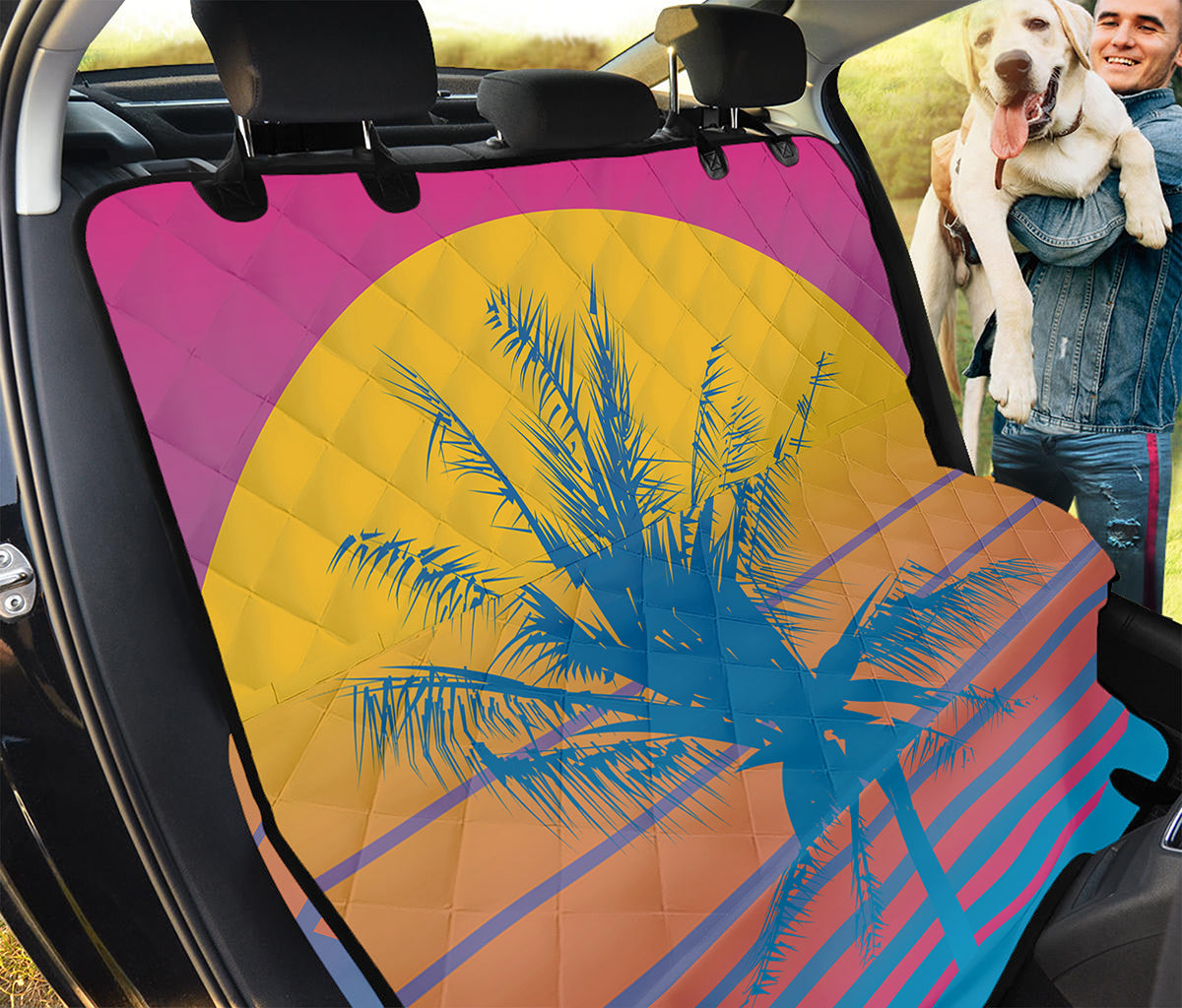 Retrowave Sunset Palm Tree Print Pet Car Back Seat Cover