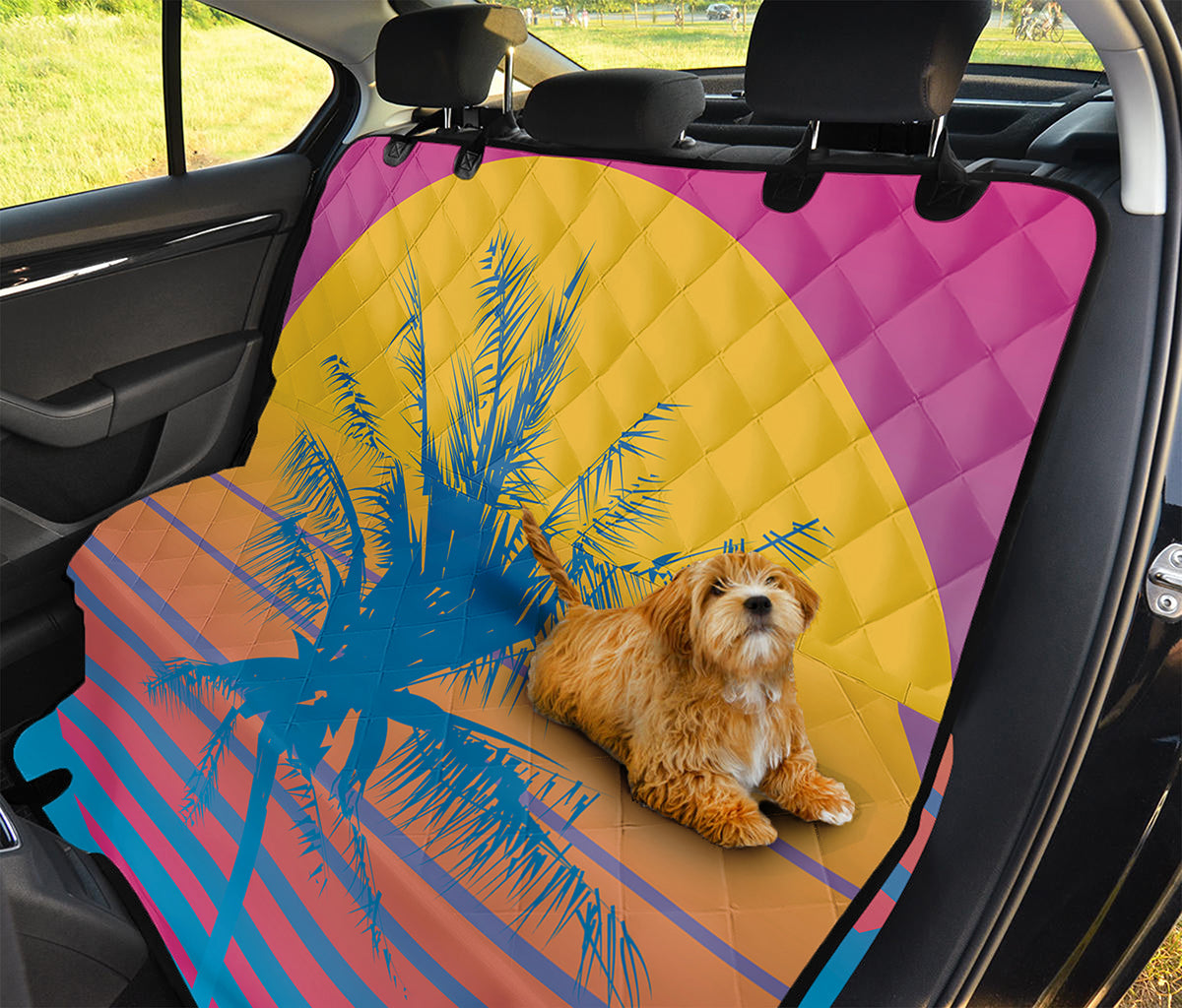 Retrowave Sunset Palm Tree Print Pet Car Back Seat Cover