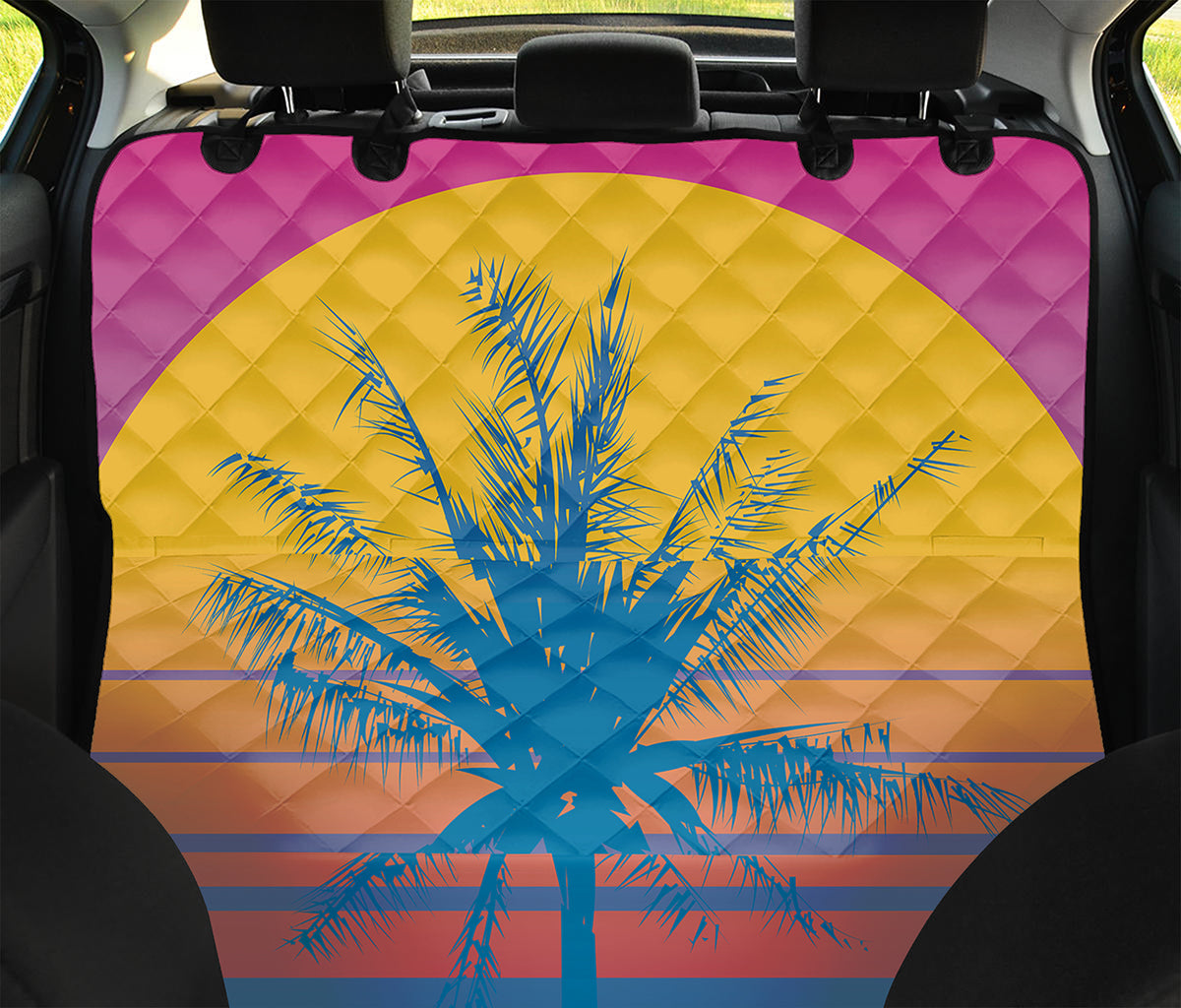 Retrowave Sunset Palm Tree Print Pet Car Back Seat Cover