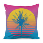 Retrowave Sunset Palm Tree Print Pillow Cover