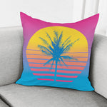 Retrowave Sunset Palm Tree Print Pillow Cover