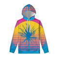 Retrowave Sunset Palm Tree Print Pullover Hoodie