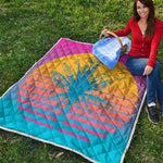 Retrowave Sunset Palm Tree Print Quilt