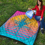Retrowave Sunset Palm Tree Print Quilt