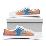 Retrowave Sunset Palm Tree Print White Low Top Shoes