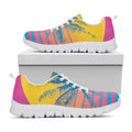 Retrowave Sunset Palm Tree Print White Running Shoes