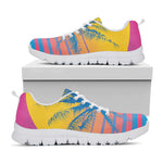 Retrowave Sunset Palm Tree Print White Sneakers